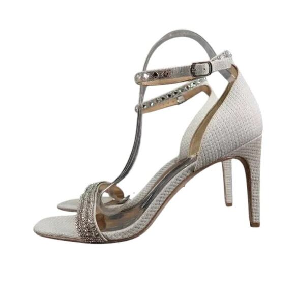 Badgley Mischka Shoes Womens 10 Pump Heels Formal Evening Ankle Strap Rhinestone - Picture 3 of 15